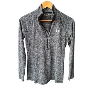 Under Armour Sweater Top Grey Half Zip Activewear Athleisure Athletic Golf Small